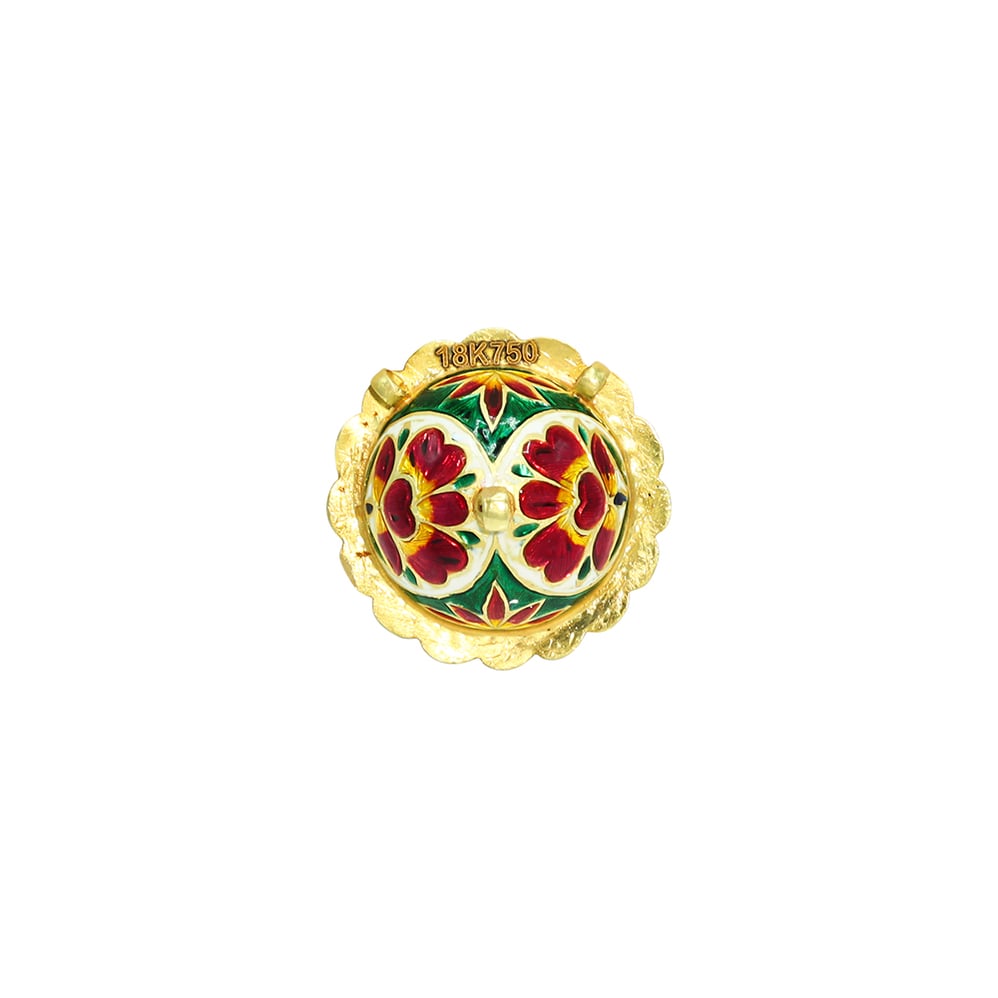 Gold Borla with Polki Star Floral Design and Green Meenakari